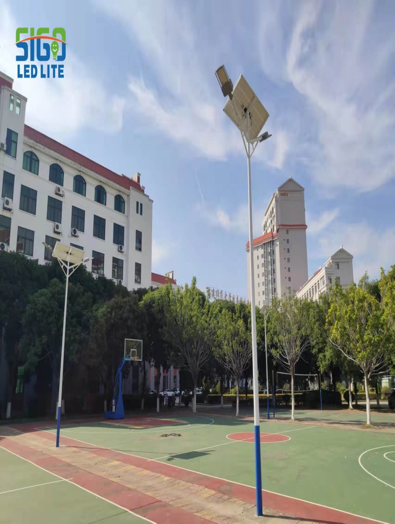 Solar street lamps project for basketball field illumination